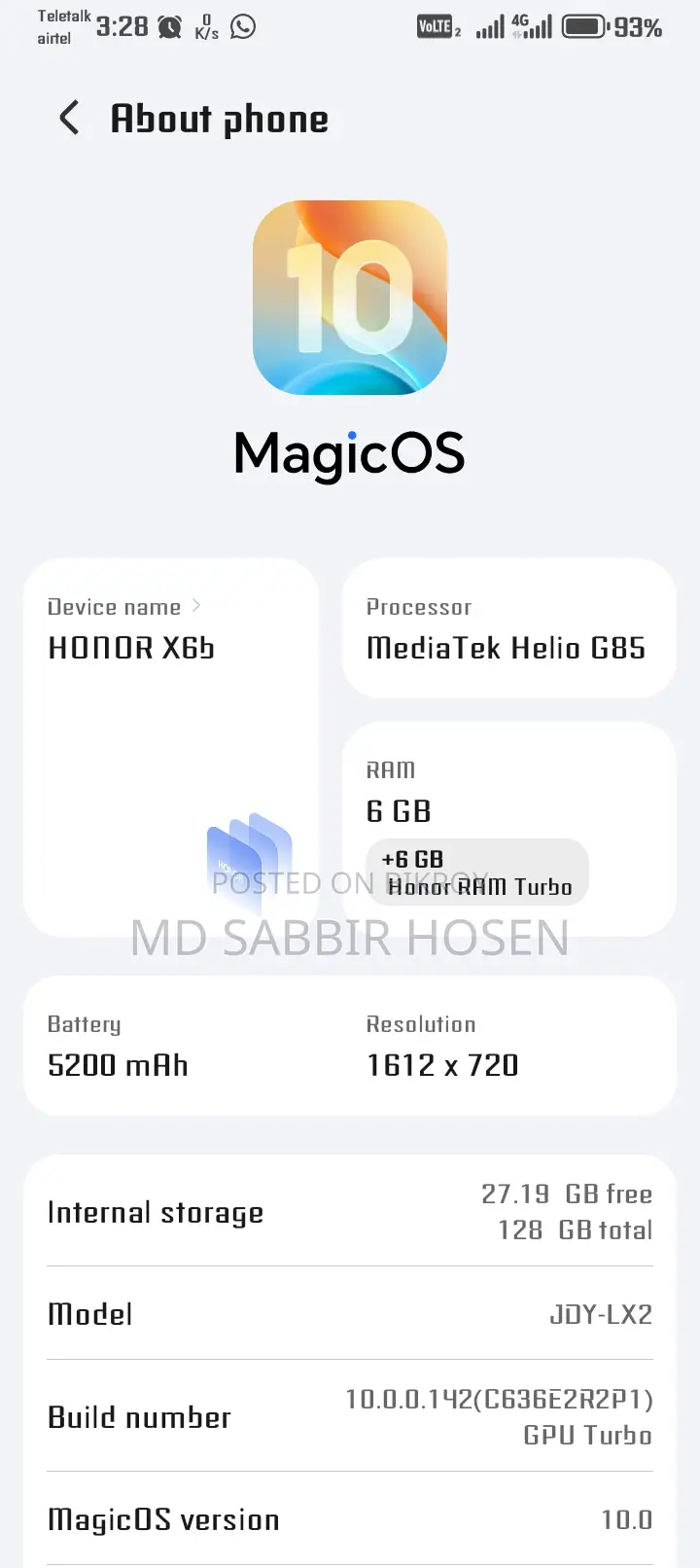 Honor X6b 128 GB