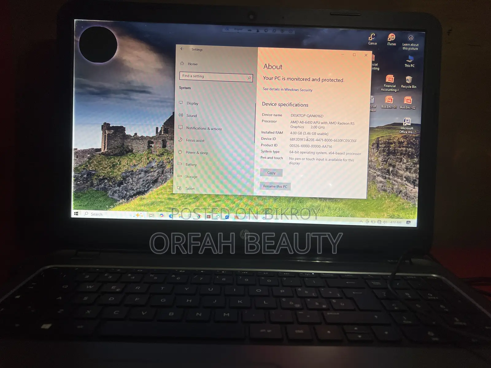 Laptop HP 15 4GB AMD A8 HDD 700GB