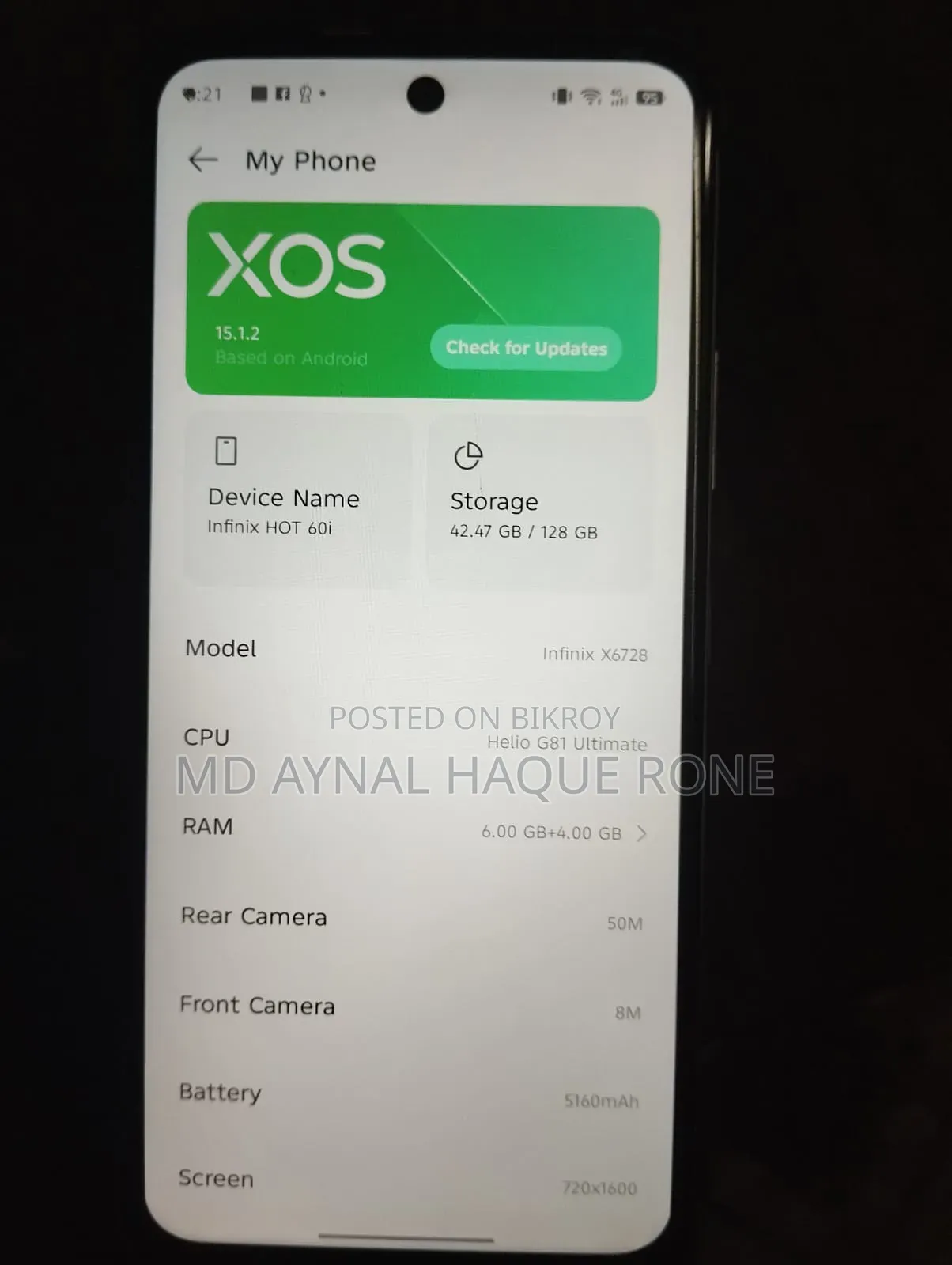 New Infinix Hot 60i 128 GB Gray