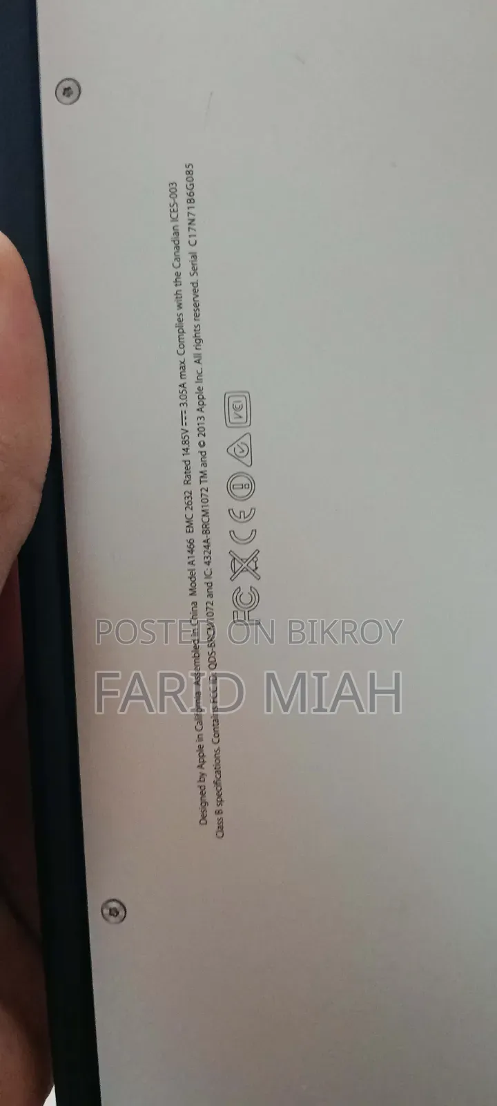 ল্যাপটপ অ্যাপল ম্যাকবুক ২০১৭ ৮জিবি ইন্টেল কোর আই৫ এসএসডি ২৫৬জিবি