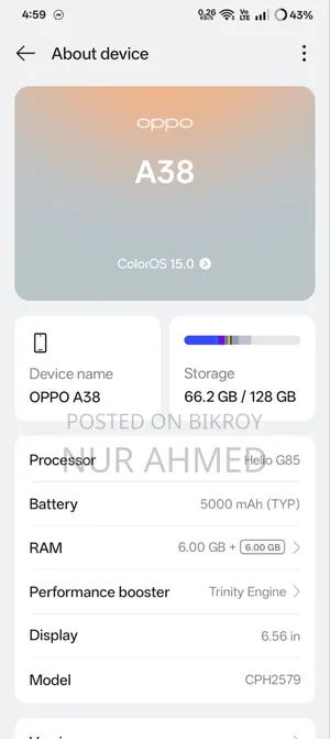Oppo A38 128 GB Black