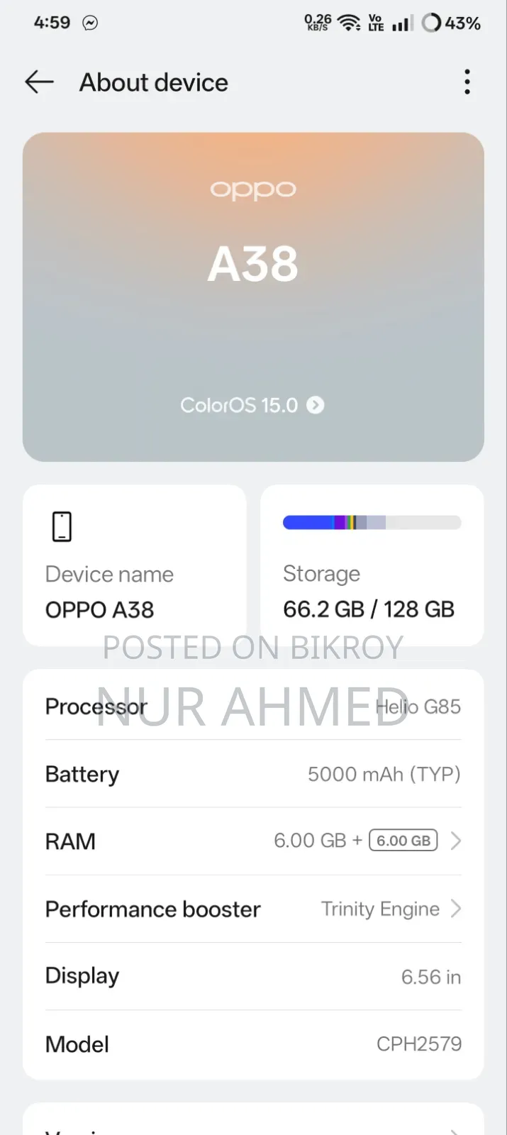 Oppo A38 128 GB Black