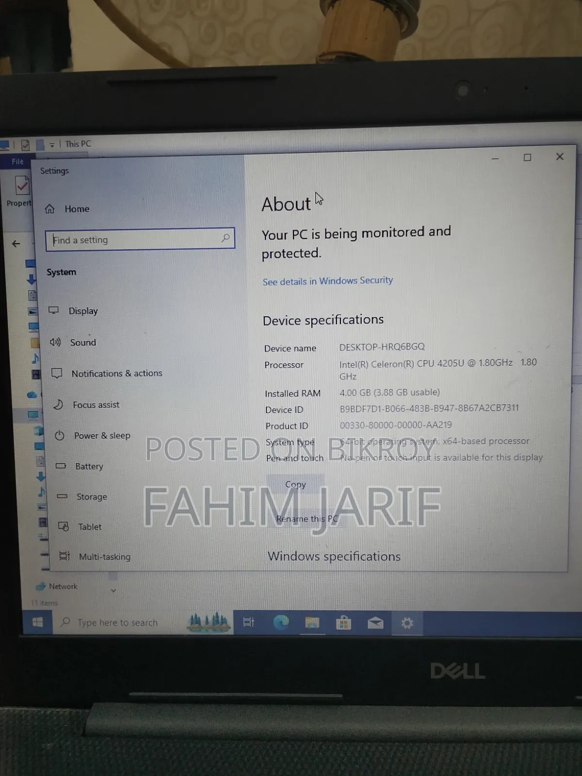 Laptop Dell Inspiron 15 4GB Intel Celeron HDD 512GB