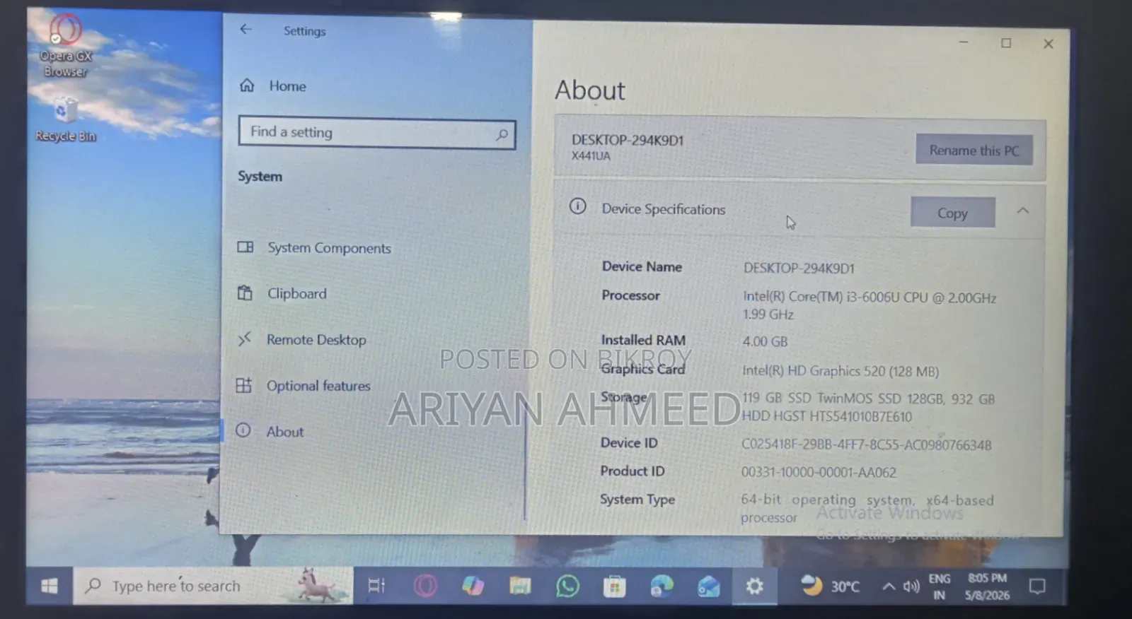 Laptop Asus X44LY 4GB Intel Core i3 HDD+SSD 1T