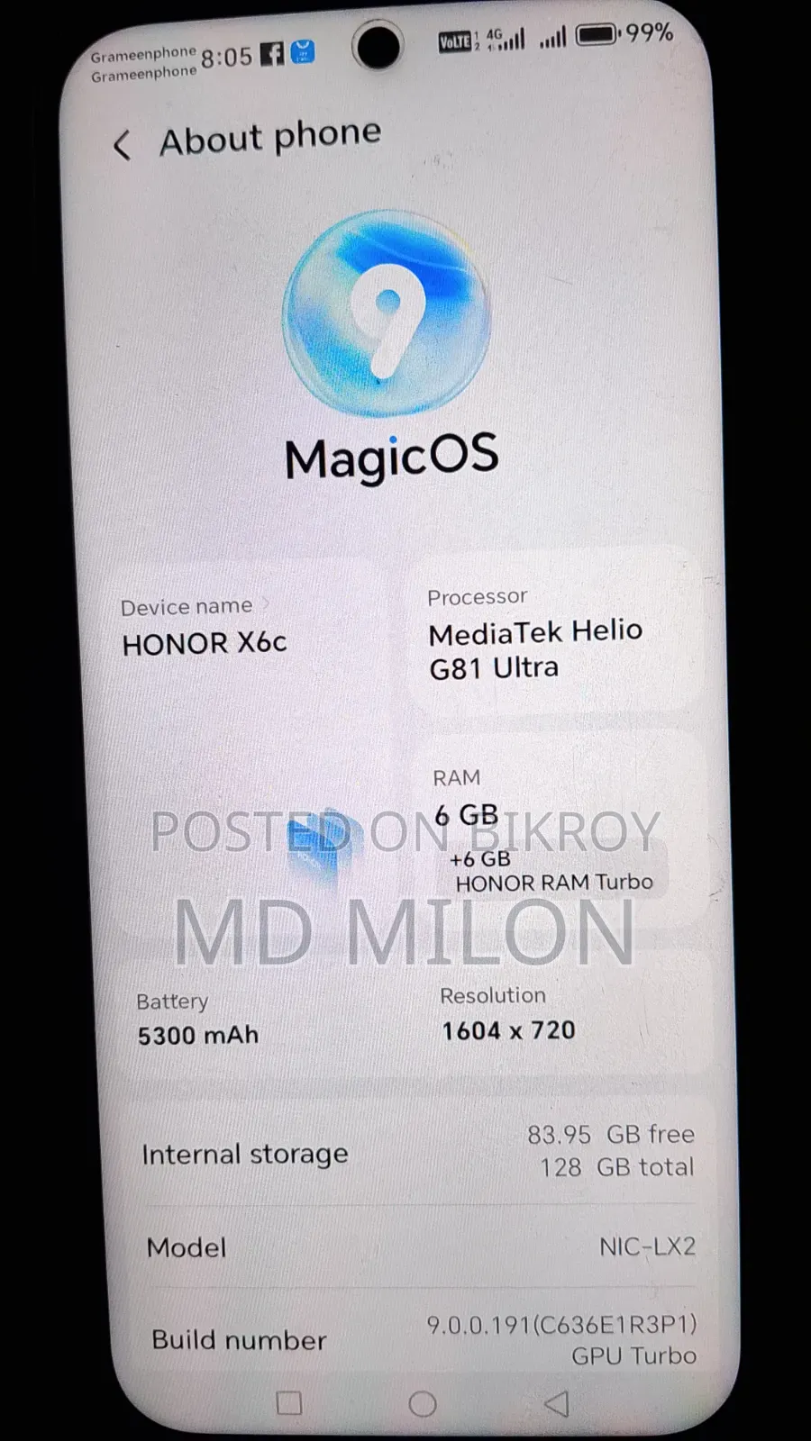 Honor X6C 128 GB Blue