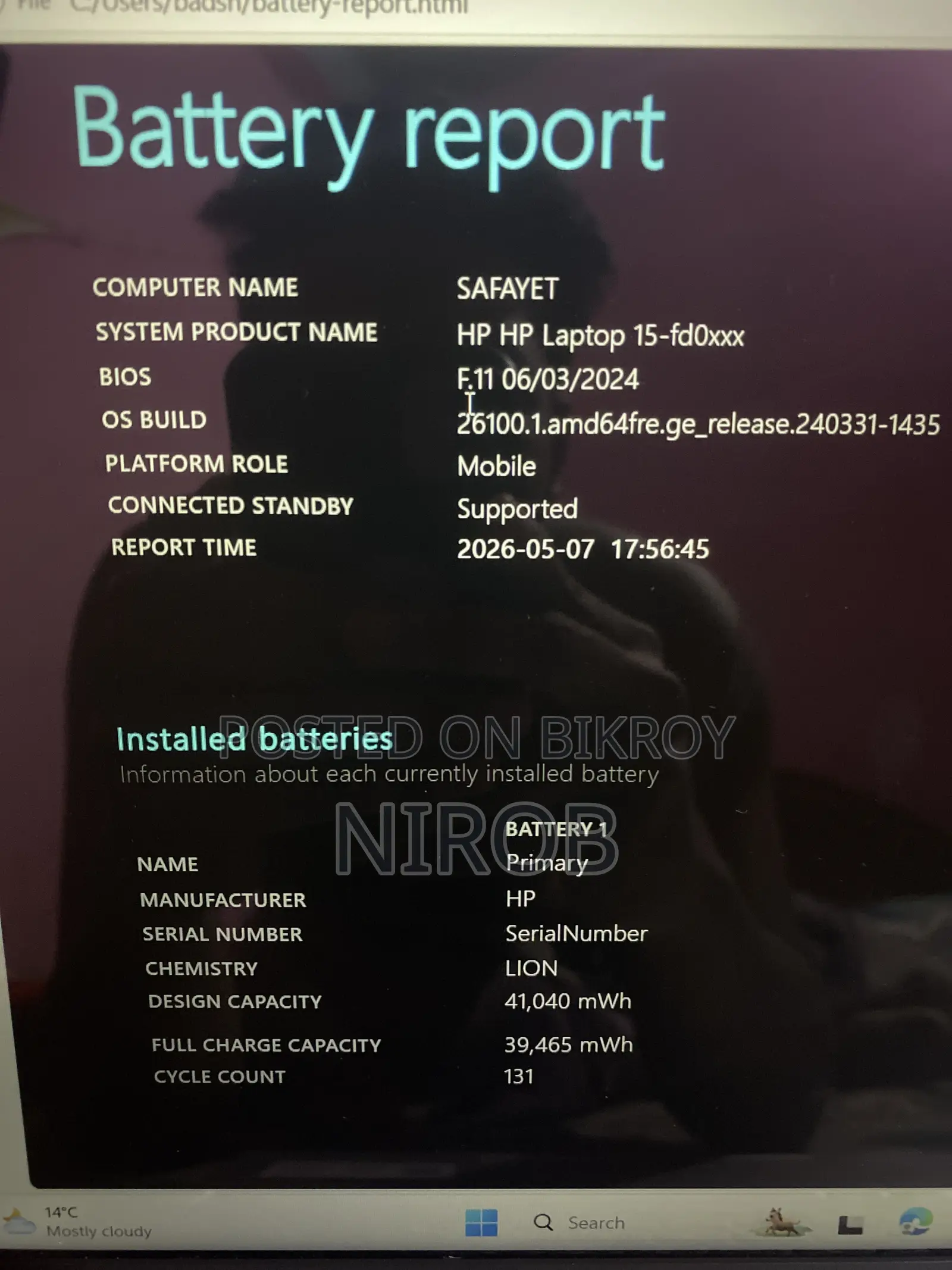 Laptop HP 15-Fd1020ns 16GB Intel Core I7 SSHD+SSD 512GB