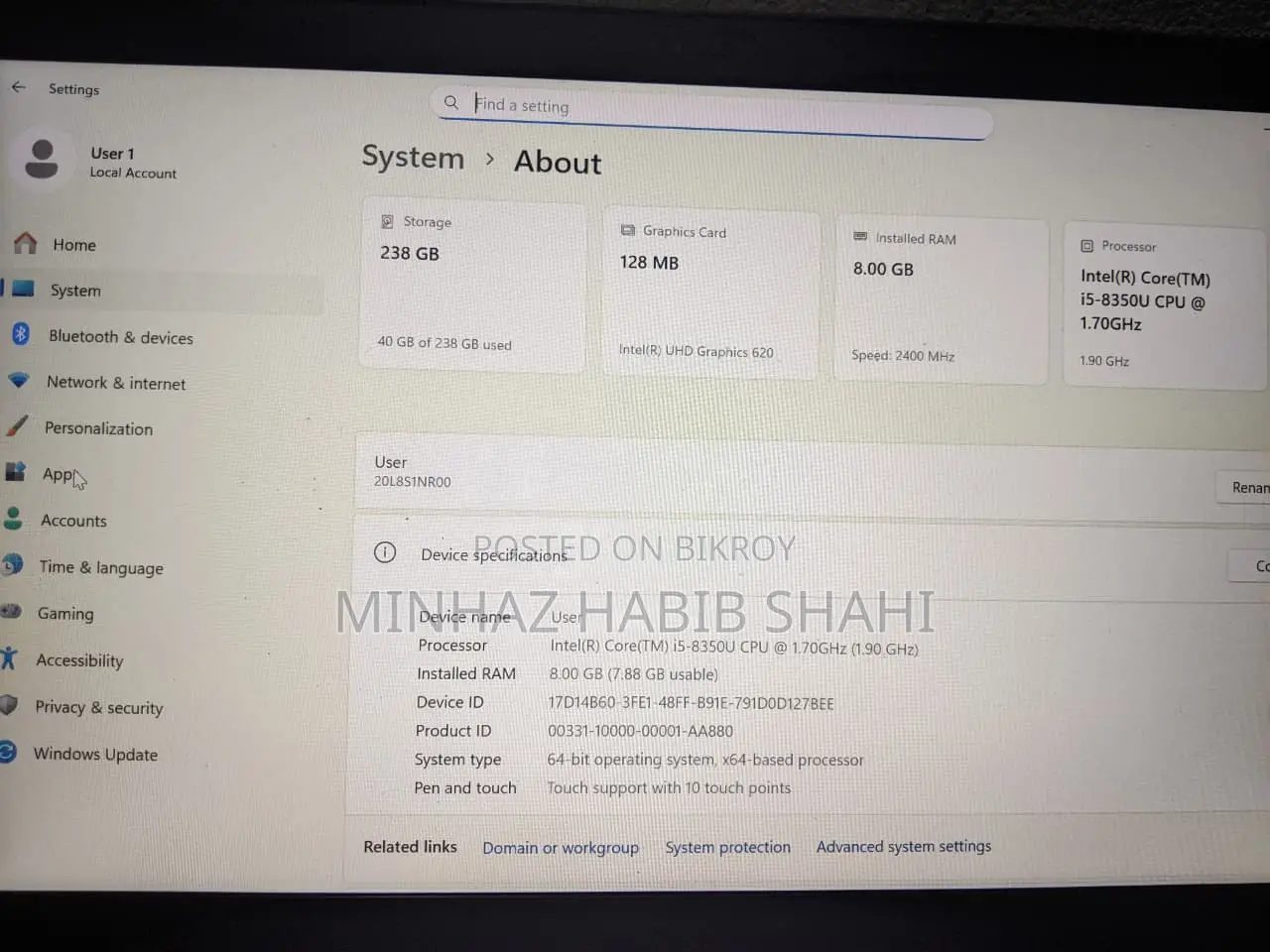 Laptop Lenovo ThinkPad T480s 8GB Intel Core I5 SSD 256GB