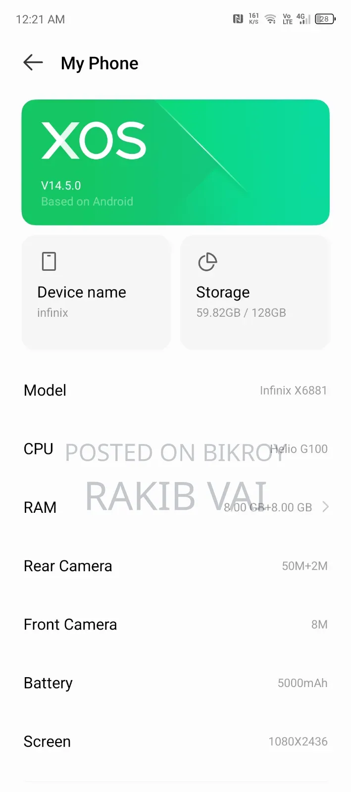 Infinix Hot 50 Pro 4G 128 GB Blue