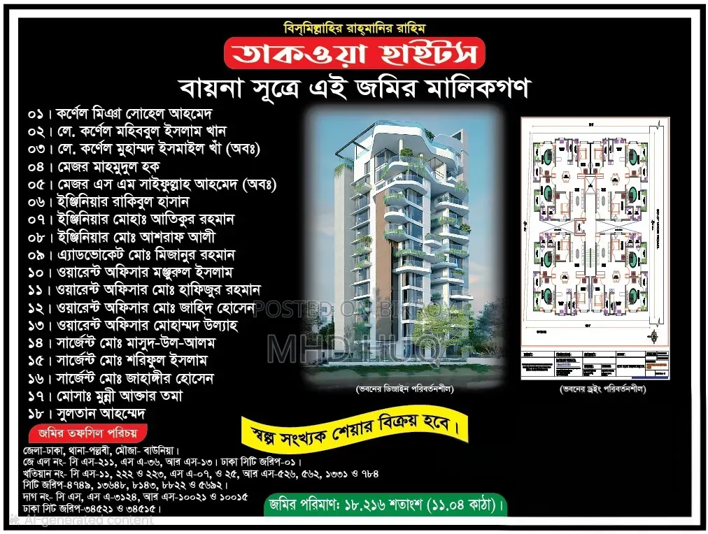 3bdrm Apartment in Takwa Heights, Mirpur for sale