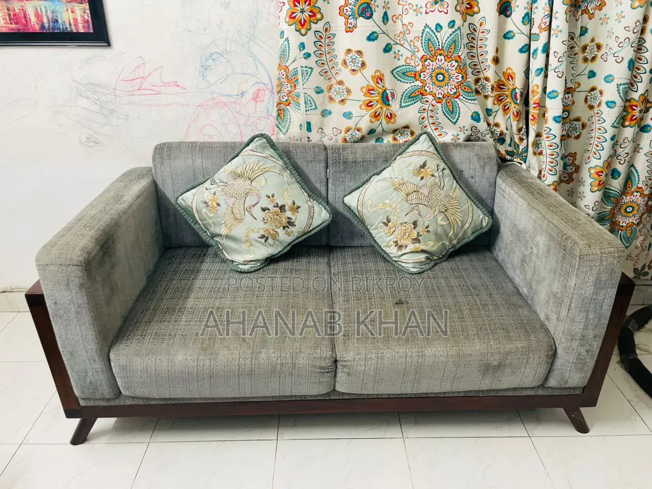 Modern Grey Wooden Sofa Set | Stylish Comfortable