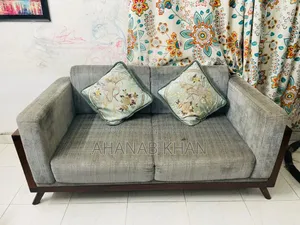 Modern Grey Wooden Sofa Set | Stylish Comfortable