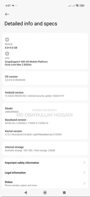 New Xiaomi Redmi 15 256 GB Gray