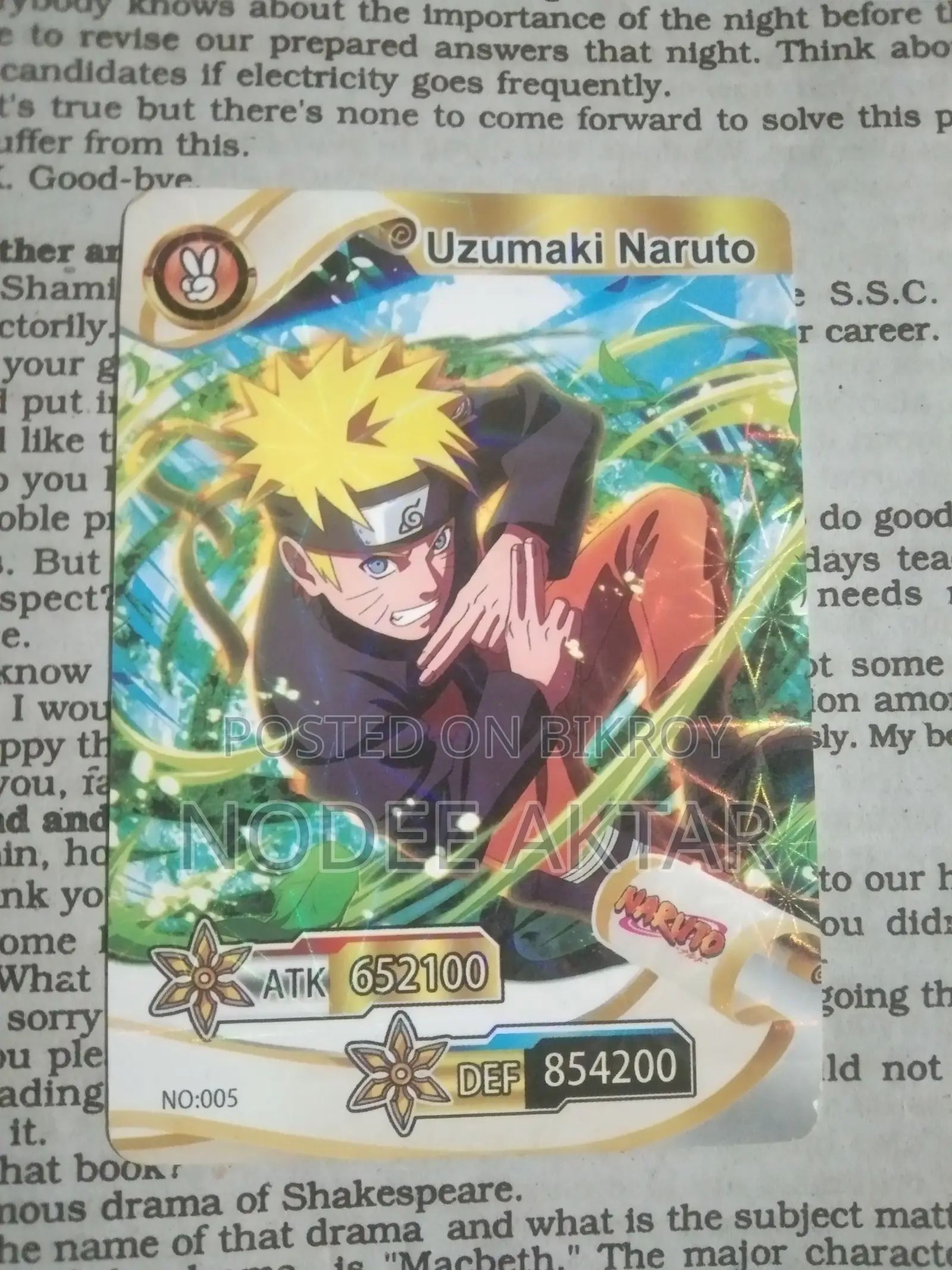 Naruto Anime Cards Collection Set (6 Cards)
