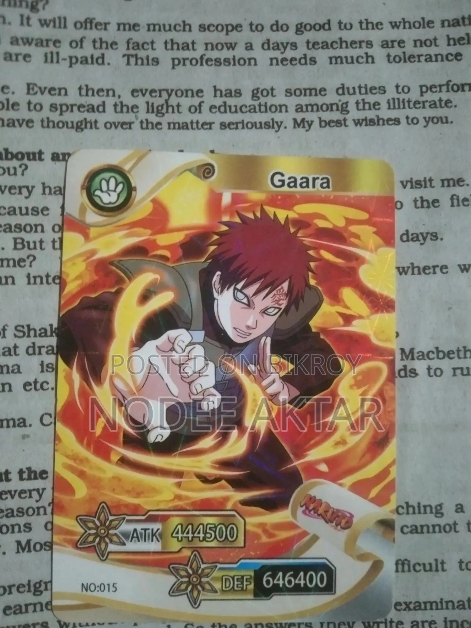 Naruto Anime Cards Collection Set (6 Cards)