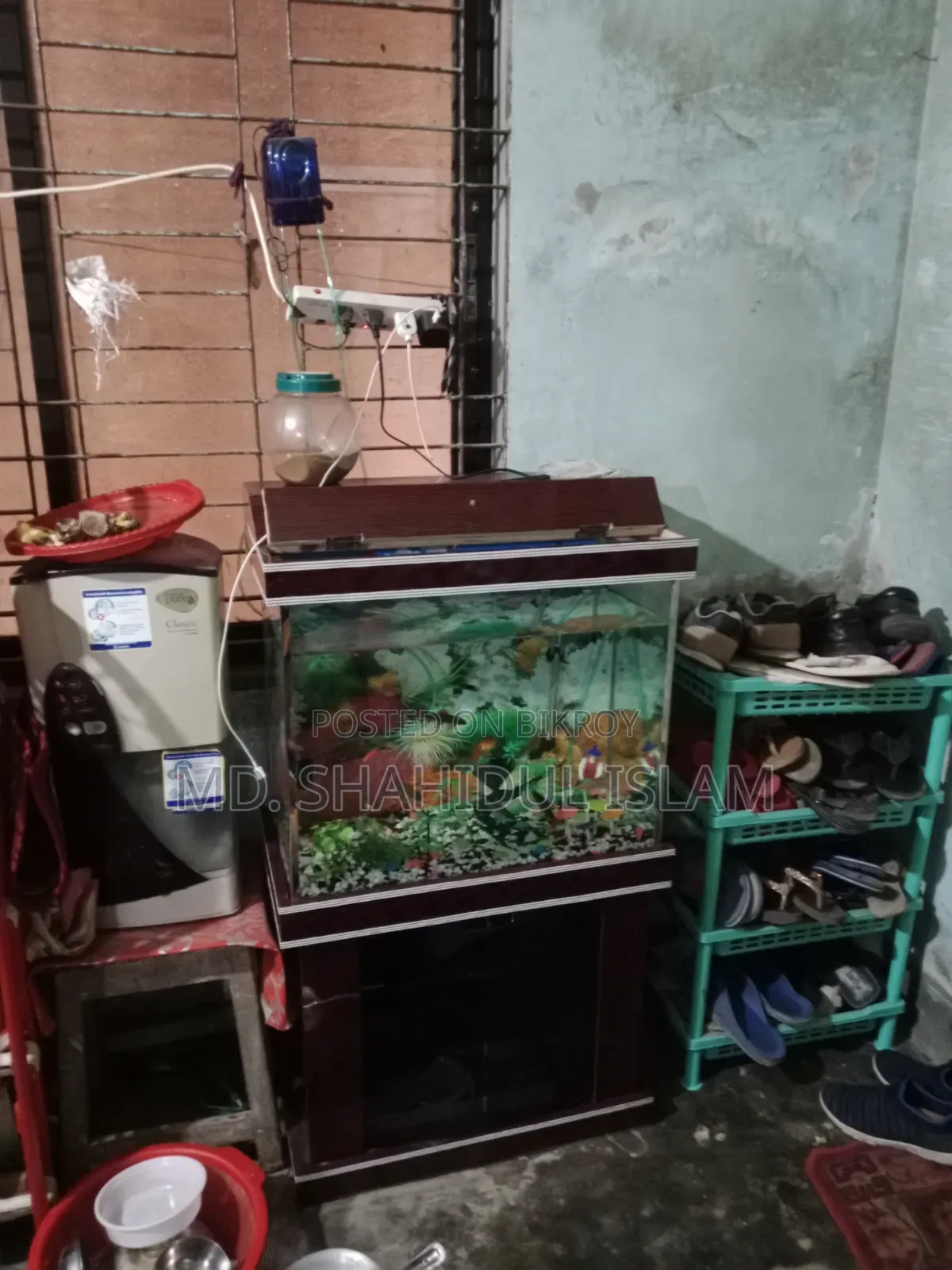 মাছ সহ একুরিয়াম বিক্রি হবে একুরিয়ামের সাইজ 24 ইঞ্চি