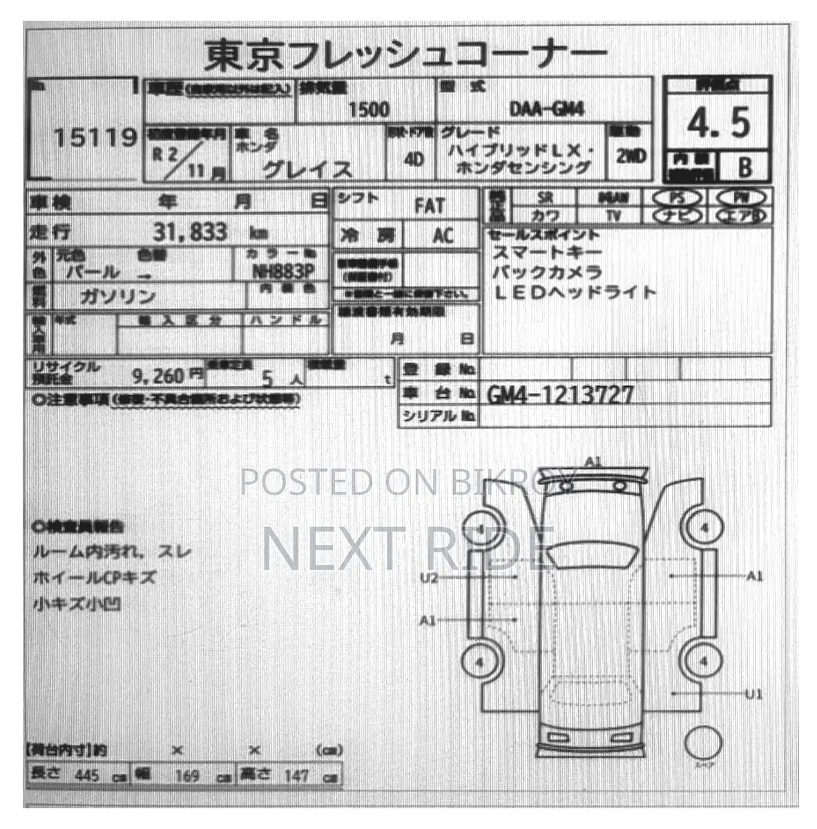 Honda Grace 2020 Pearl