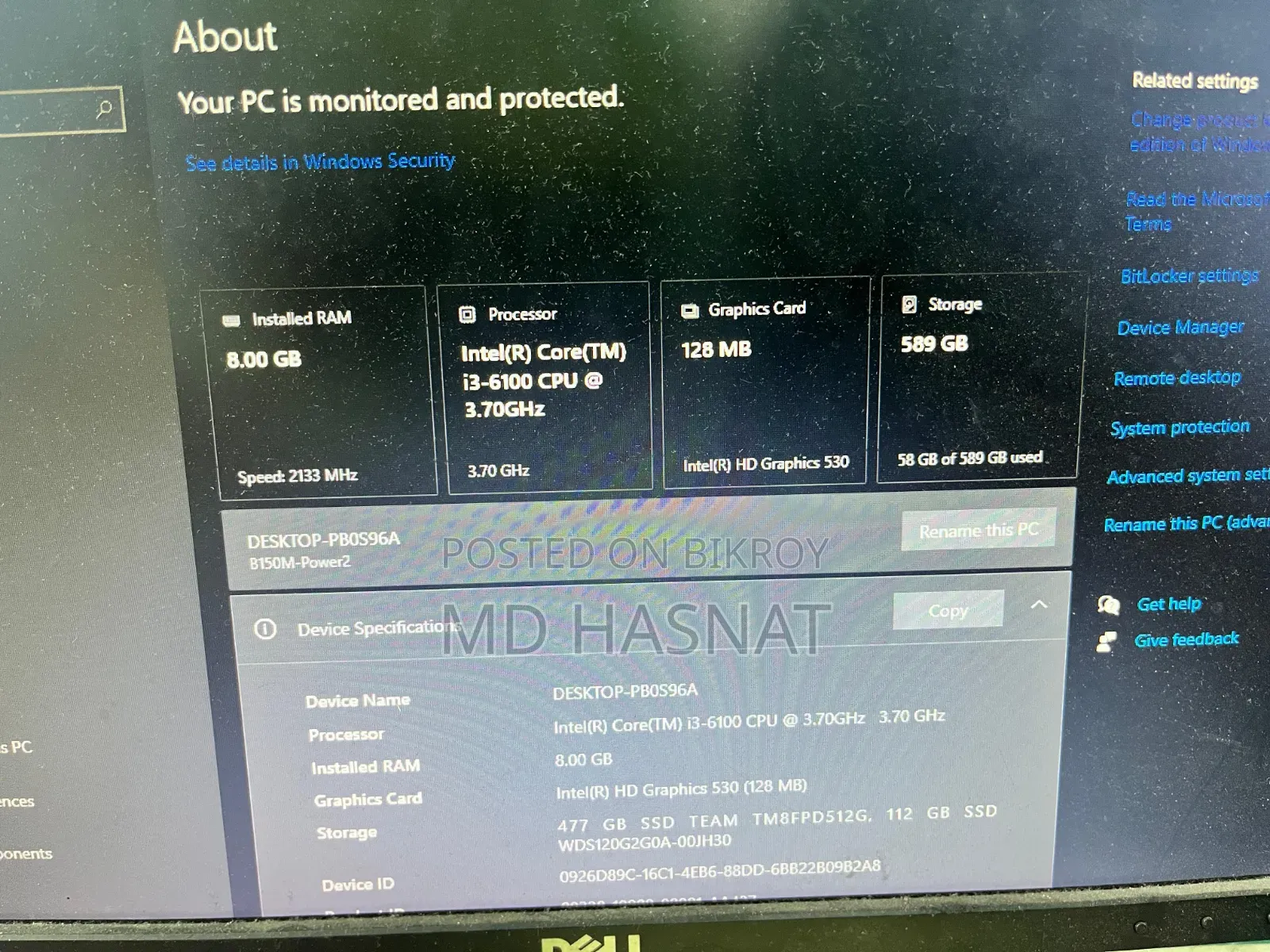 Intel Motherboard + I5 6th Gen Cpu With Cooler + M.2 512gb