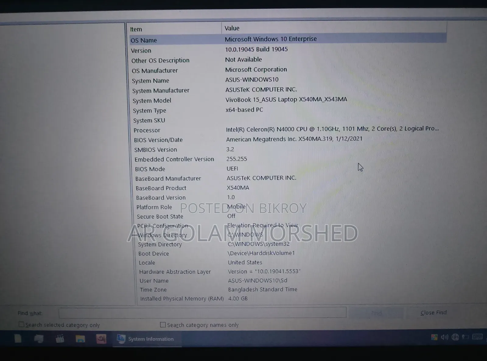 Laptop Asus VivoBook 15 X540NA 4GB Intel Celeron SSD 128GB