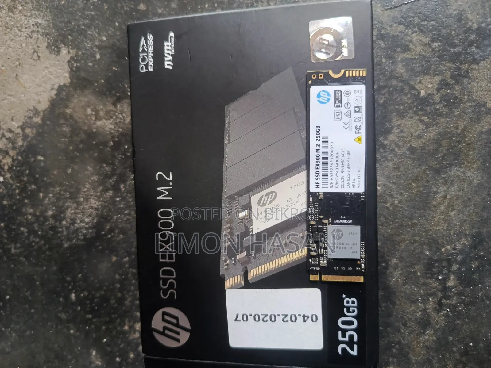 Hp Ex900 M.2 250gb Nvme Ssd (Used) (100% Health)