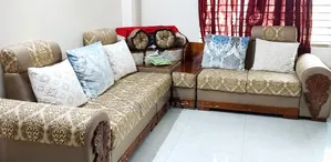 Elegant Wooden Sofa Set for Sale – Well Maintained (Used for 3 Years)