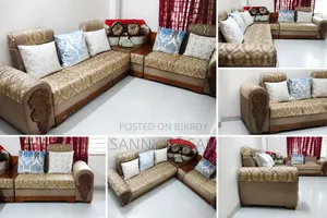 Elegant Wooden Sofa Set for Sale – Well Maintained (Used for 3 Years)