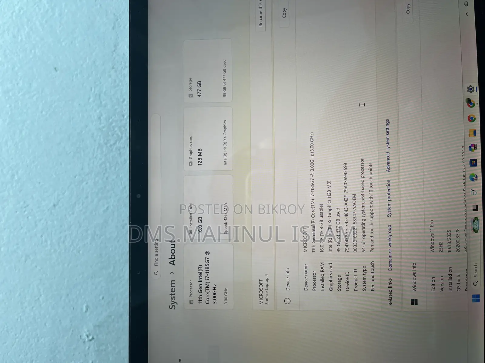 Microsoft Surface Laptop 4 16GB Intel Core I7 SSD 512GB ল্যাপটপ