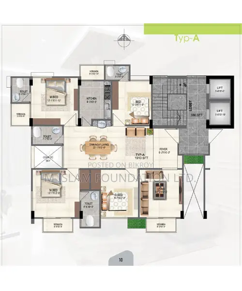 4bdrm Apartment in M. Islam Foundation, Aftab Nagar for Sale