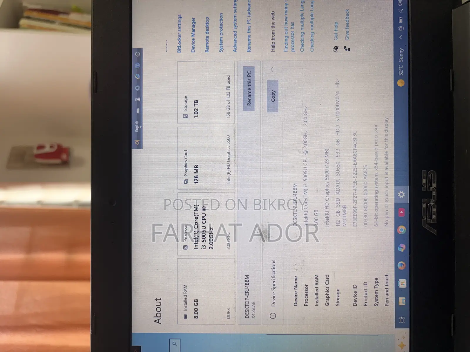 Laptop Asus X455LA 8GB Intel Core I3 SSHD+SSD 1T