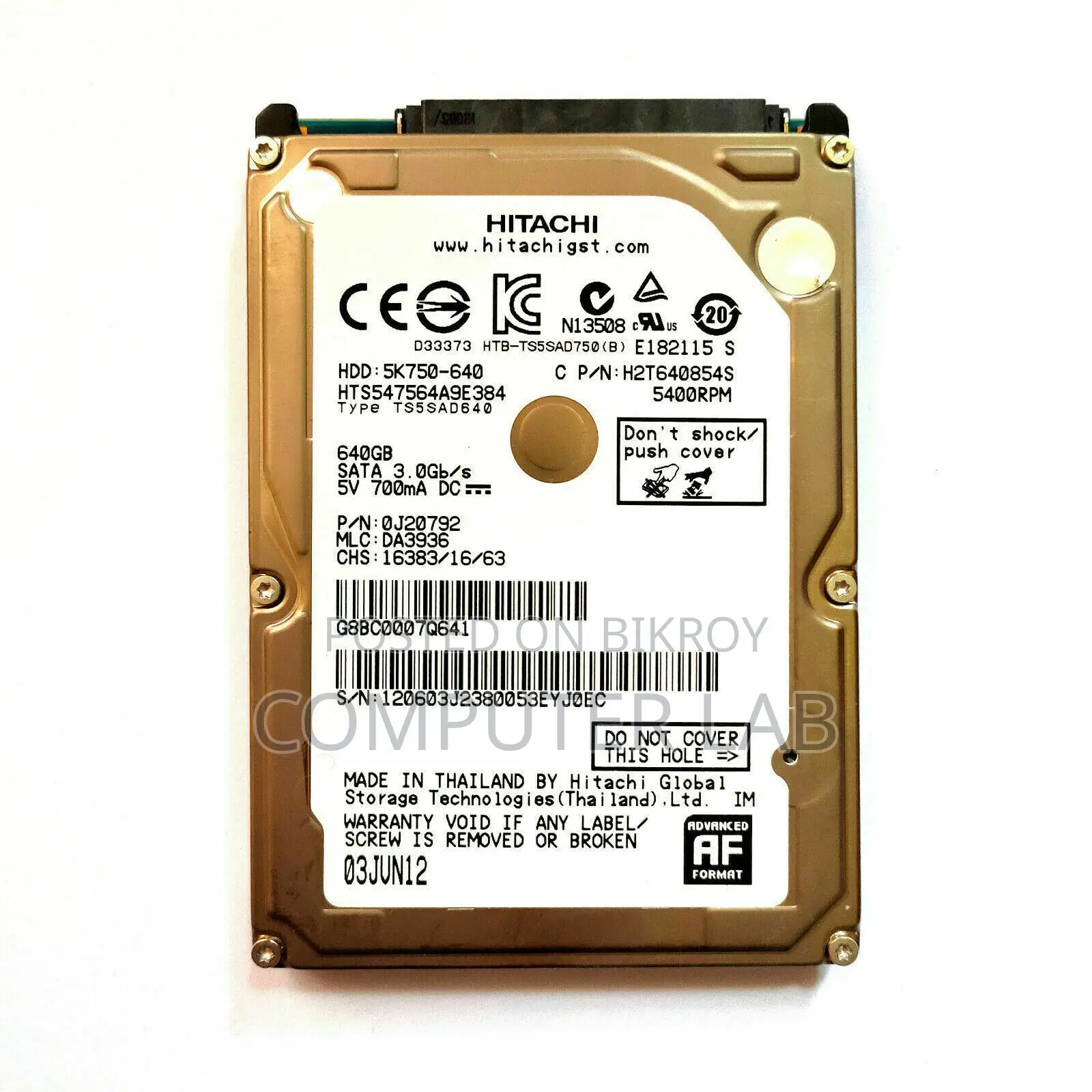 Hitac 640gb Sata Laptop Hard Drive 100% Health Like New With Warranty
