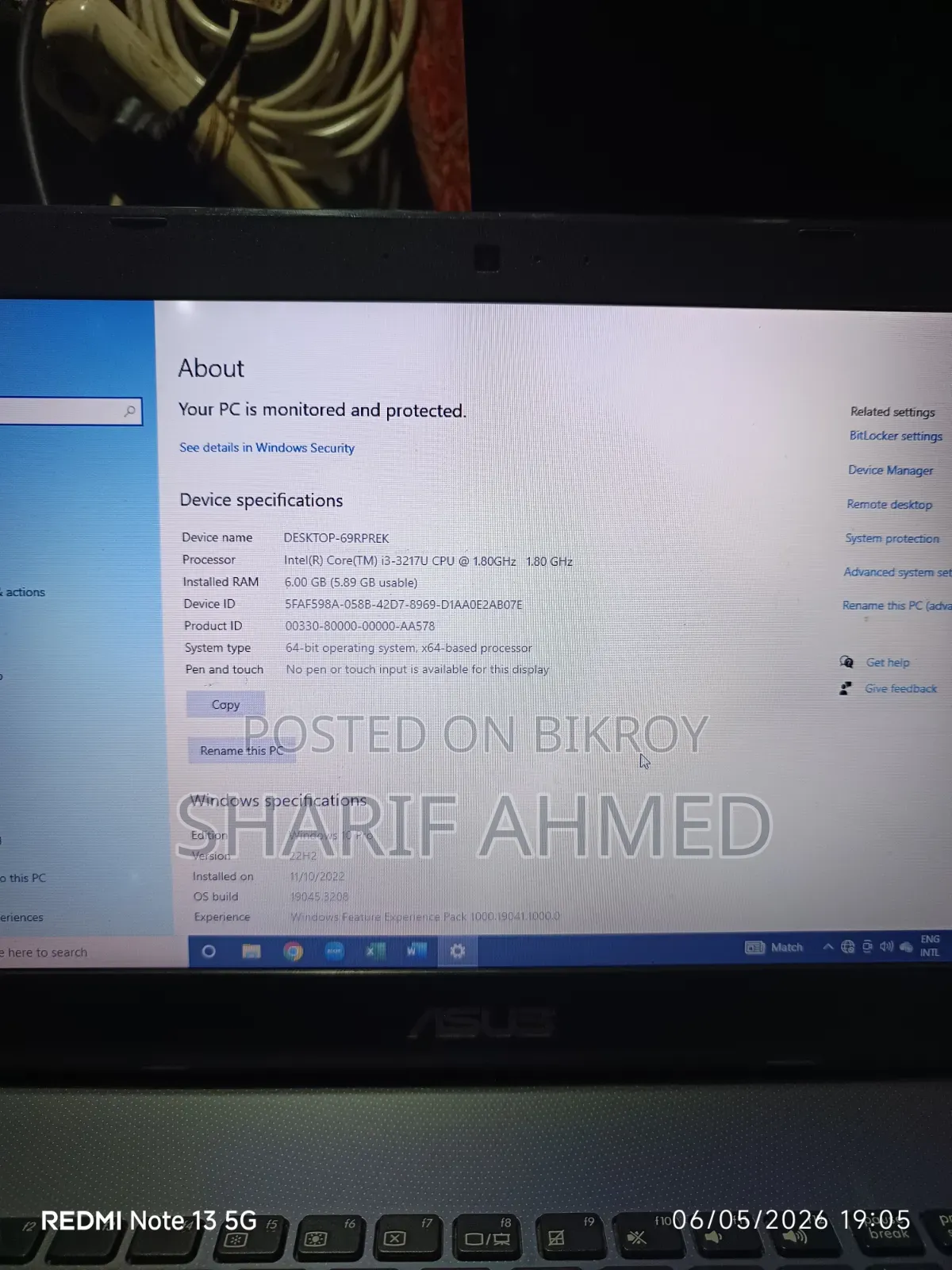 Laptop Asus 6GB Intel Core I3 HDD 640GB