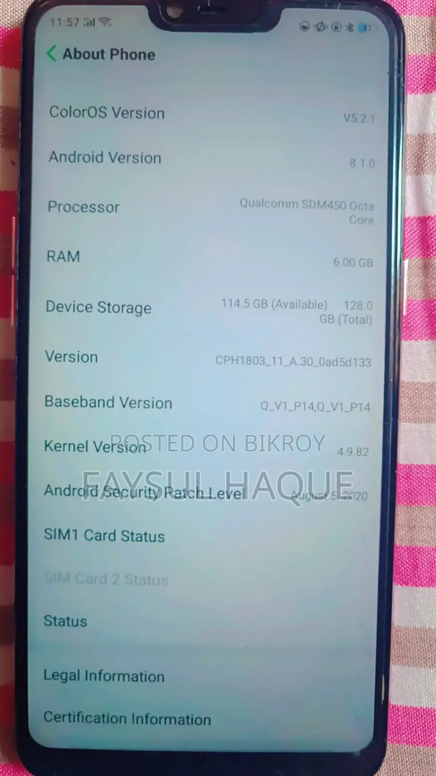 Oppo A3s 256 GB Pink