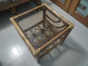 Premium Rattan Sofa Set (3+1+1) + Glass Coffee Table Side Tables