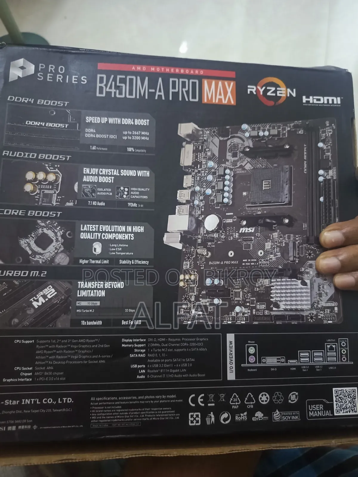 Msi B450-a Pro Max Amd Am4 Motherboard.