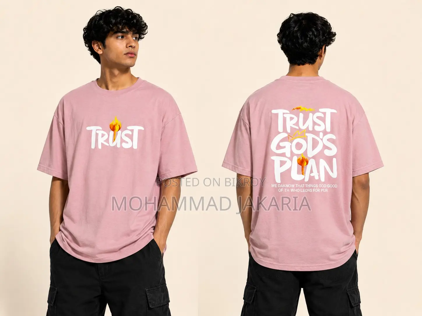 2 PCS Drop Shoulder T-Shirt 600 Taka | 220 GSM 100% Cotton