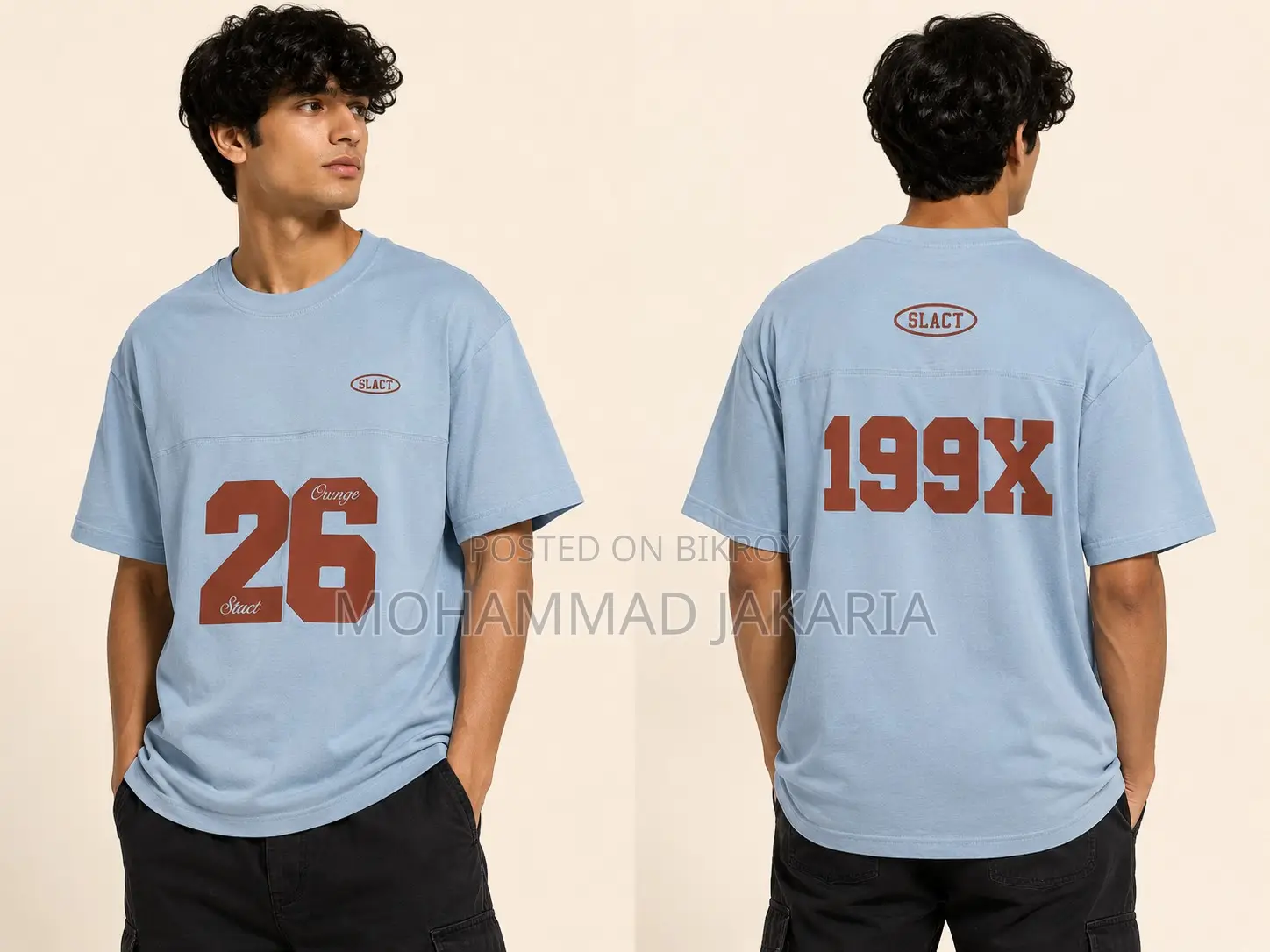 2 PCS Drop Shoulder T-Shirt 600 Taka | 220 GSM 100% Cotton