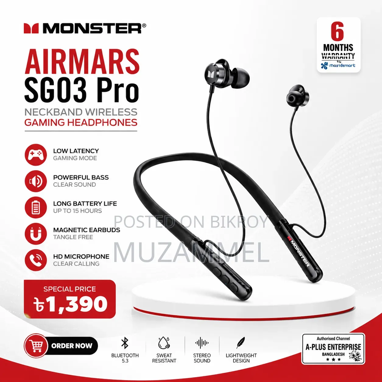 Neckband Wireless Gaming Headphones