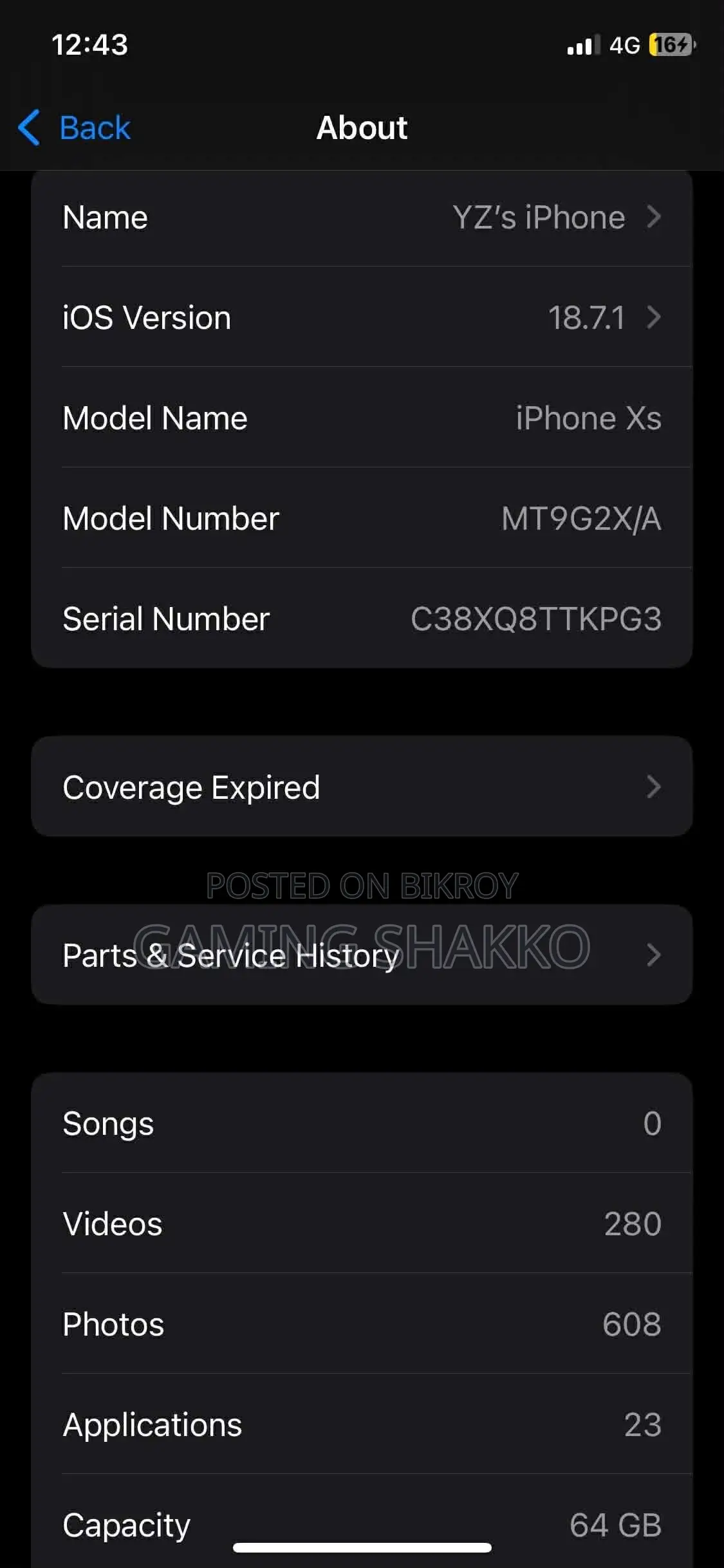 Apple iPhone XS 64 GB Gold