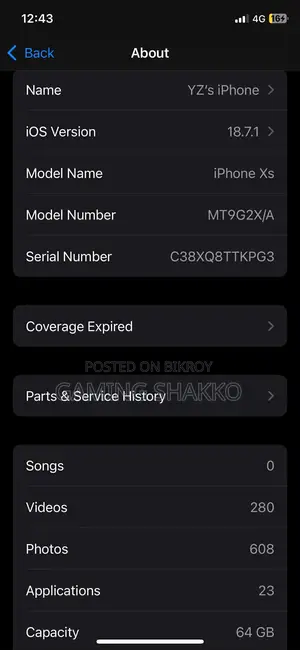 Apple iPhone XS 64 GB Gold