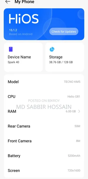 Tecno Spark 40 128 GB White