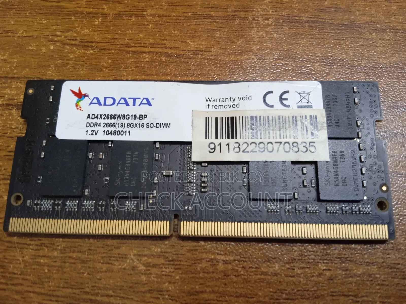 Adata 8GB DDR4 2666MHz Laptop RAM