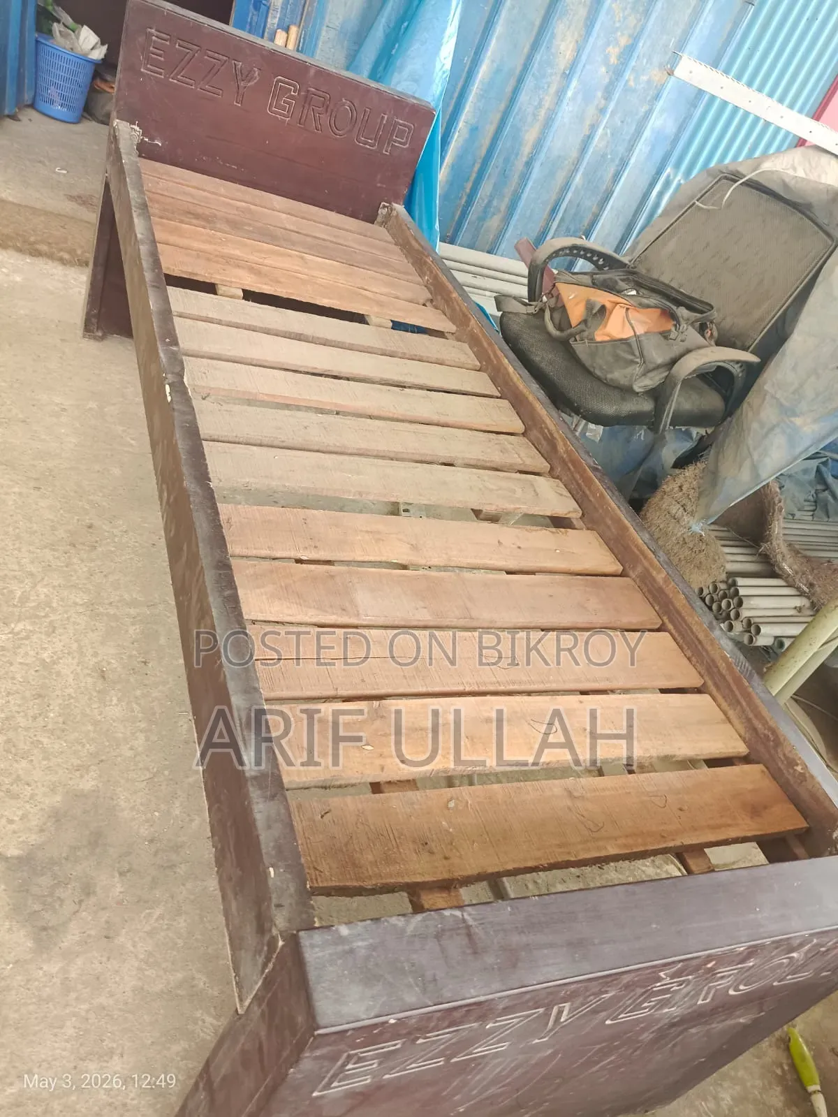 Wooden Single Bed. Length 7' Wide 2.5'