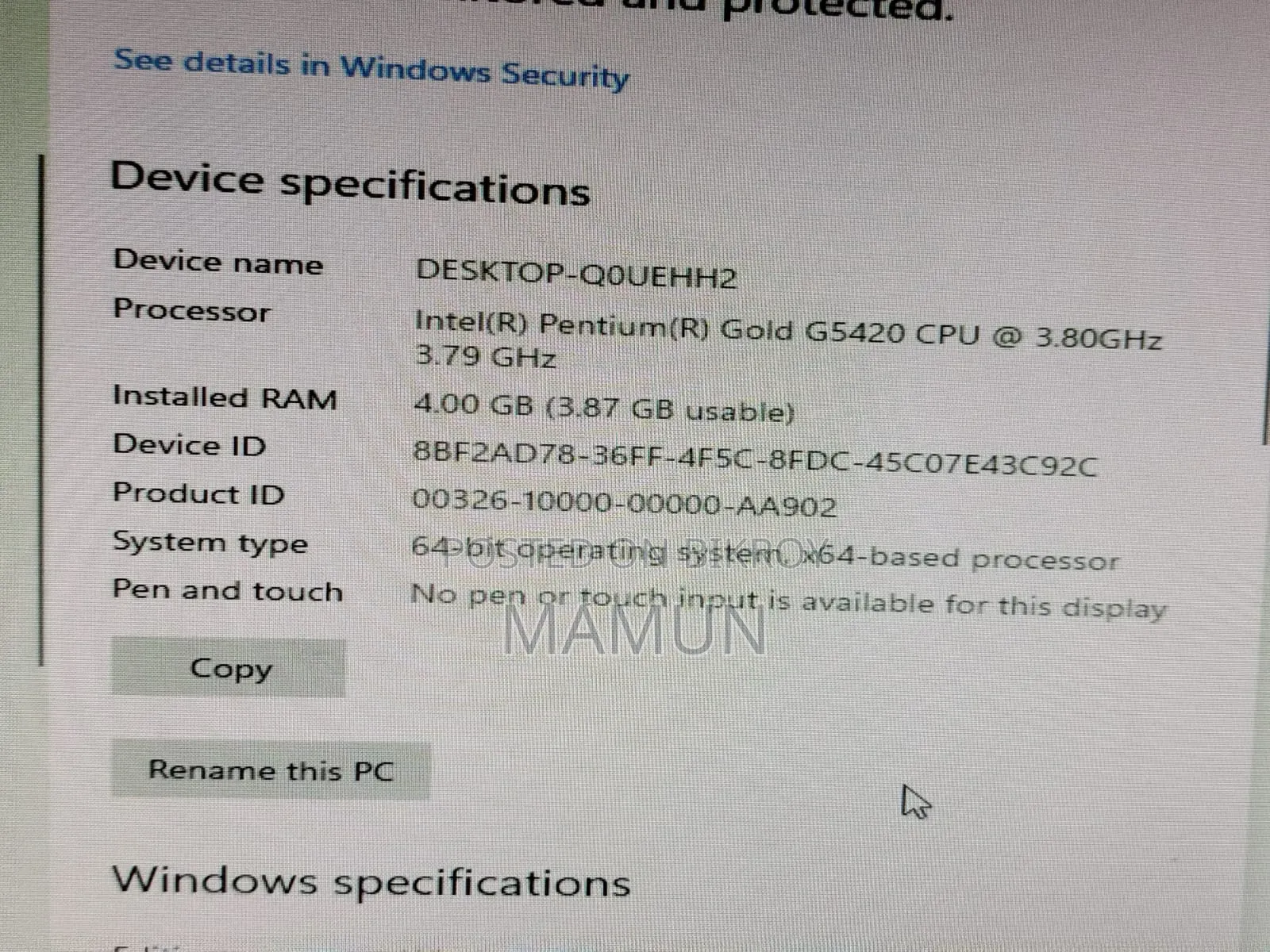 Desktop Computer 4GB Intel Pentium SSD 350GB