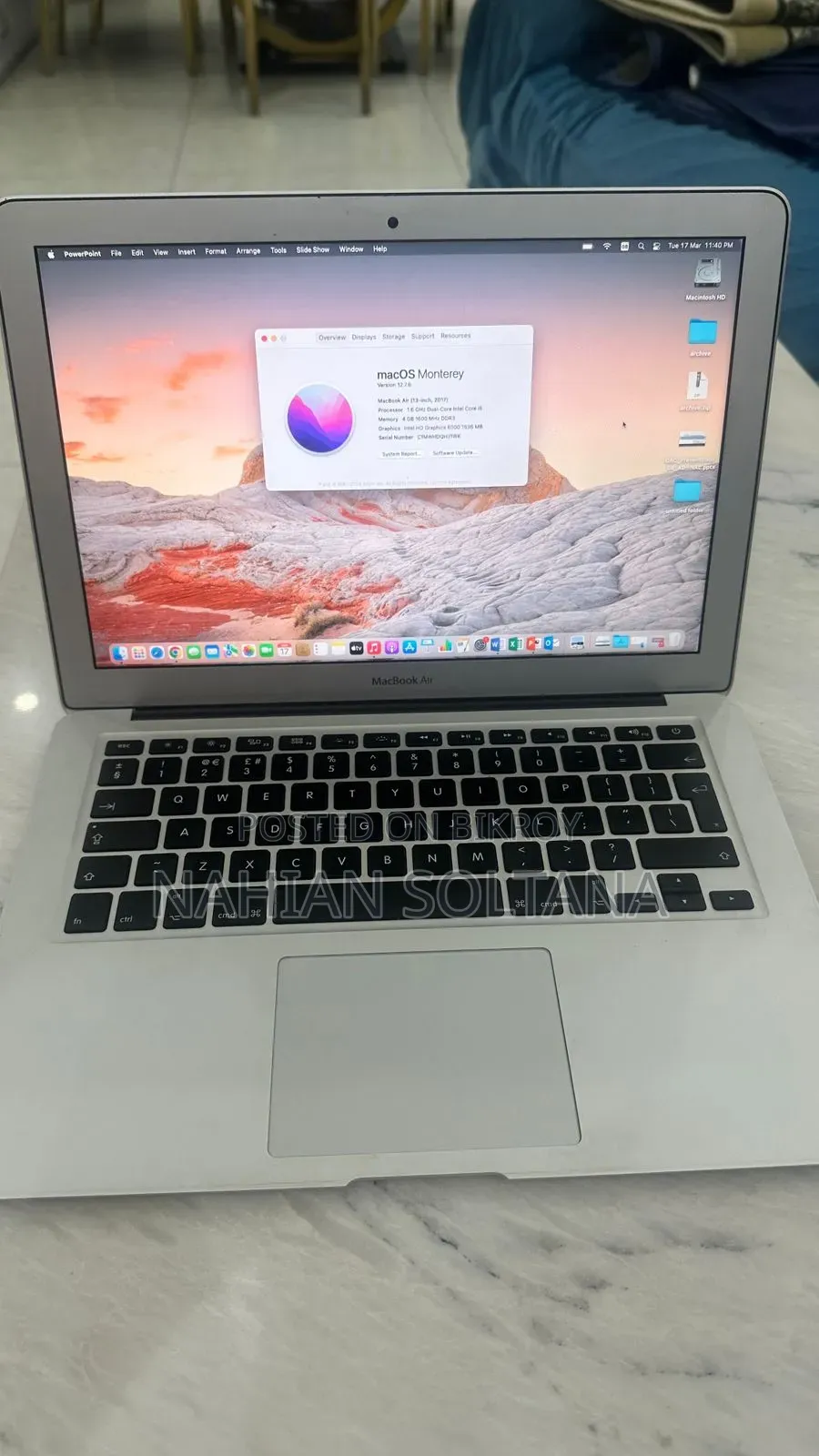 Laptop Apple MacBook Air 2017 4GB Intel Core I5 HDD 256GB