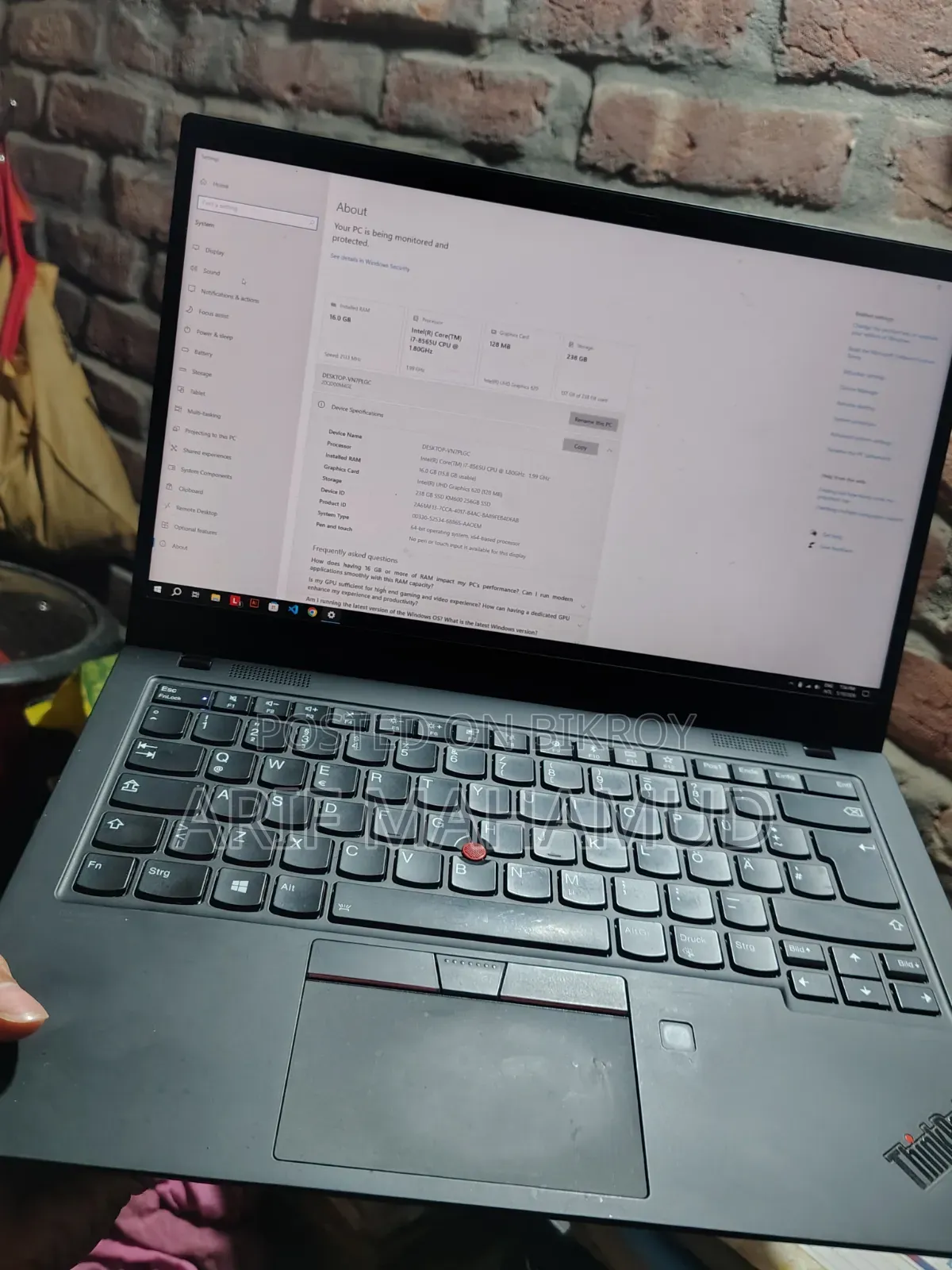 Laptop Lenovo ThinkPad X1 Carbon 16GB Intel Core I7 SSD 256GB