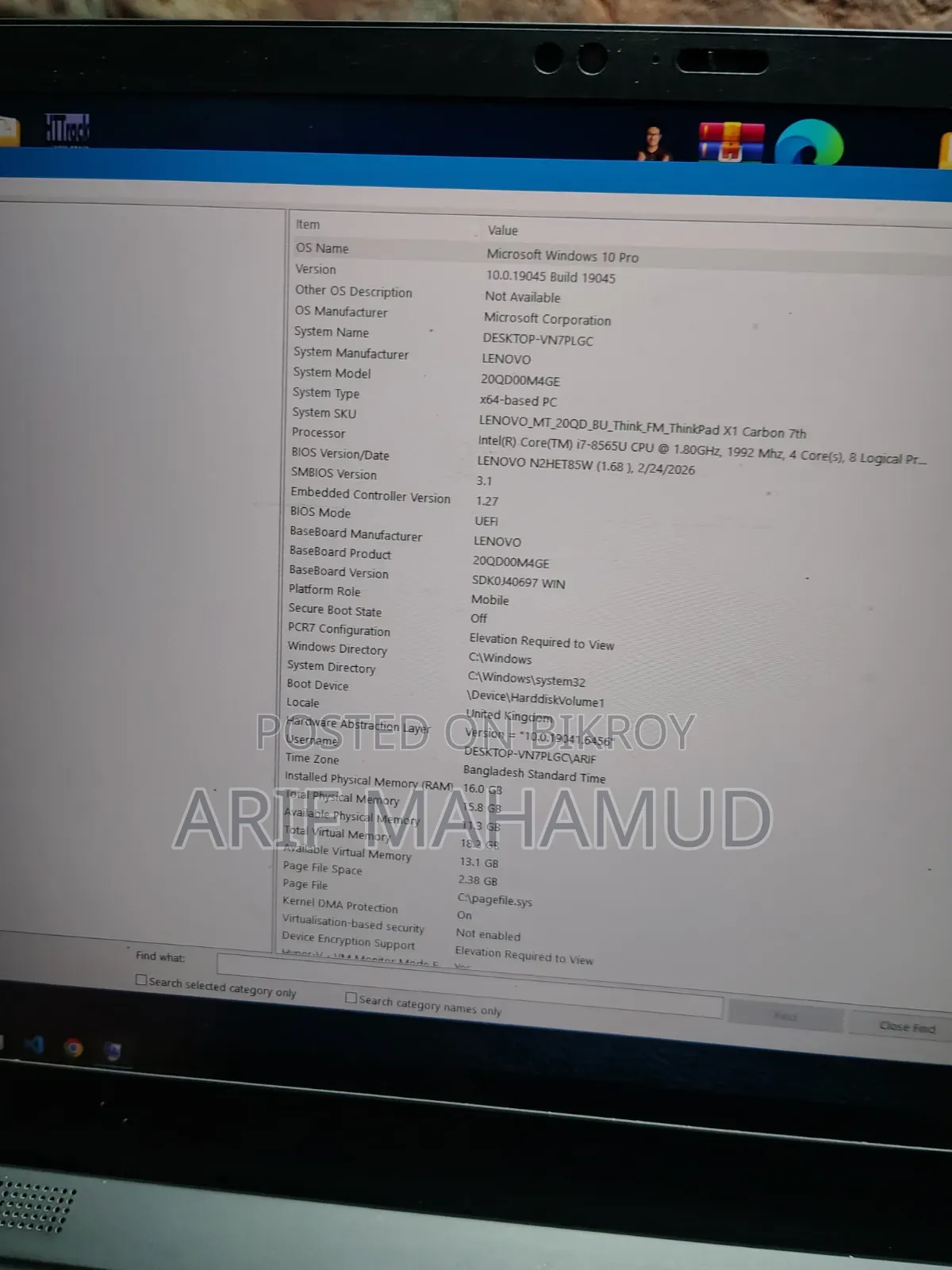 Laptop Lenovo ThinkPad X1 Carbon 16GB Intel Core I7 SSD 256GB