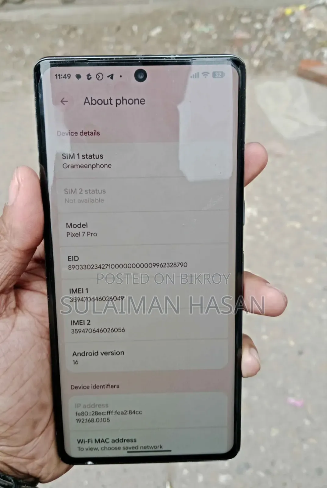 Google Pixel 7 Pro 128 GB Silver
