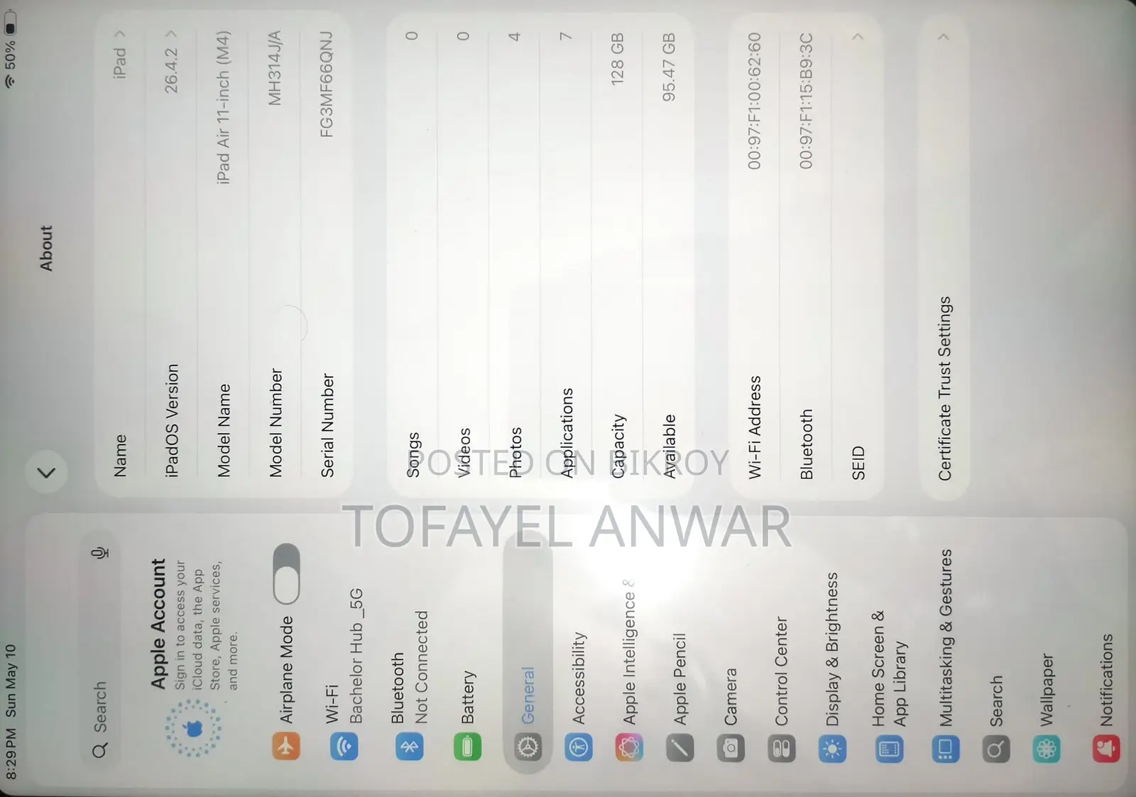 New Apple iPad Air 128 GB Blue