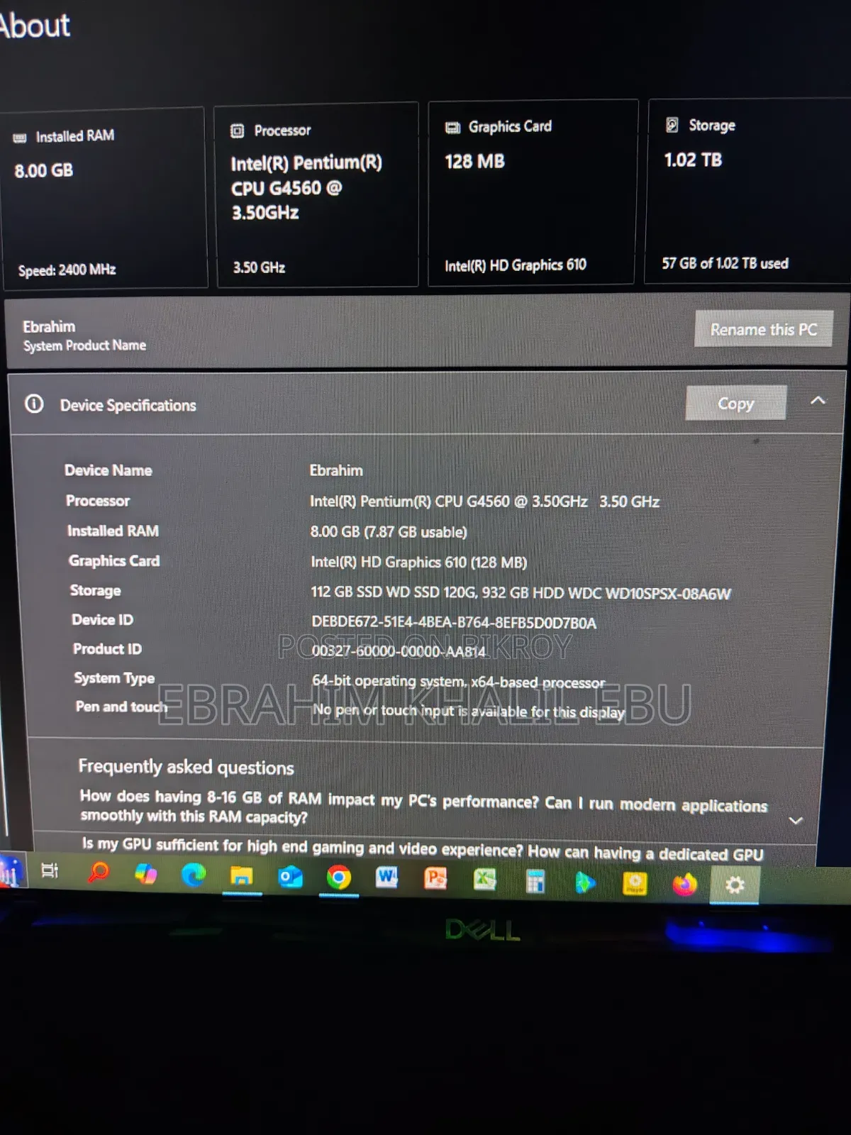 Desktop Computer Asus 8GB SSD 1TB