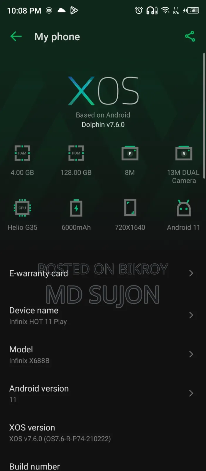 Infinix Hot 11 Play 128 GB