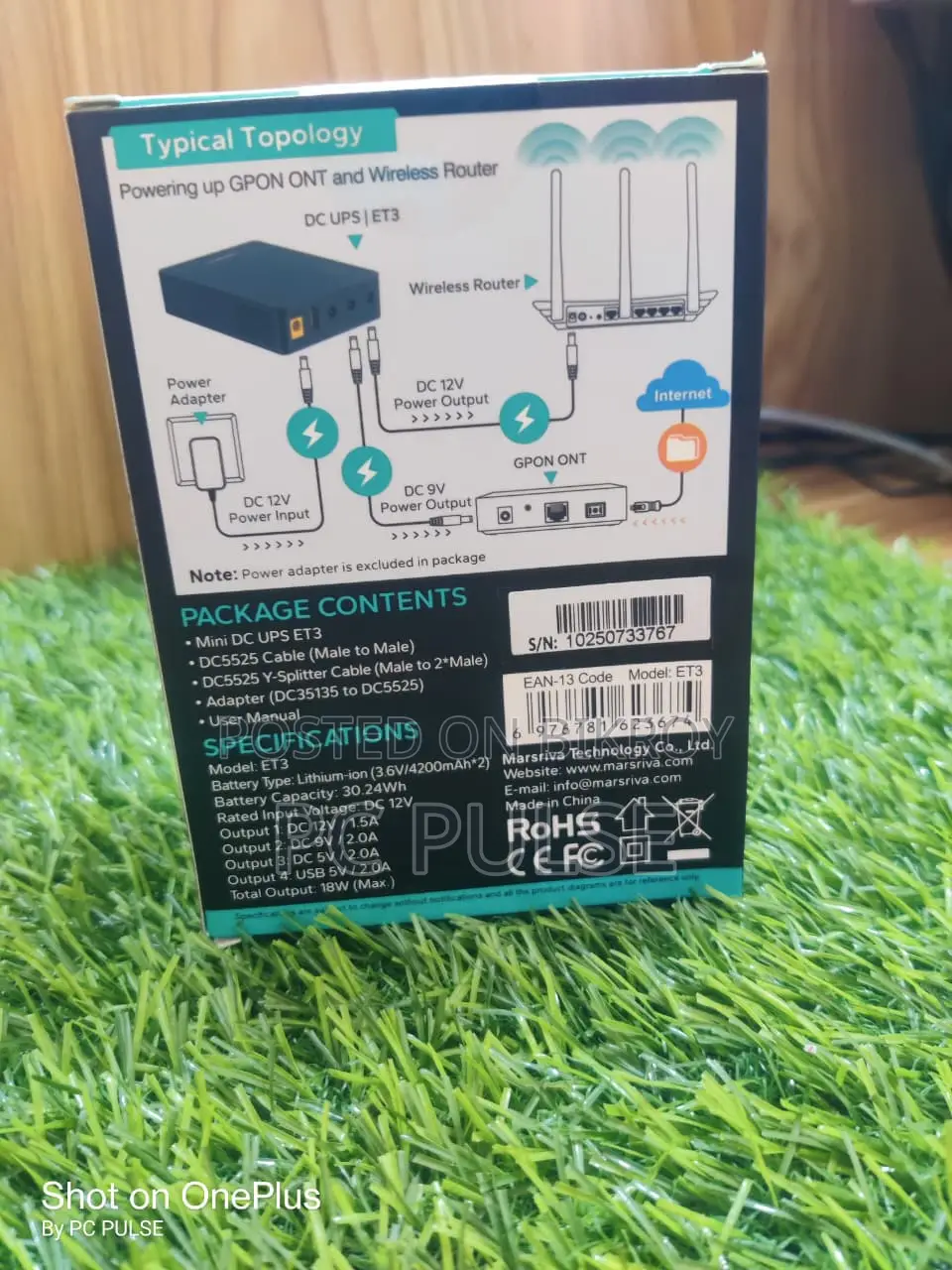 Marsriva ET3 Smart Mini DC UPS for Router ONU - 8400mAh (18W)